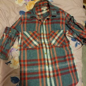 Wallace & Barnes Mens Flannel Button Up Shirt Long Sleeve Plaid Brown. xsmall